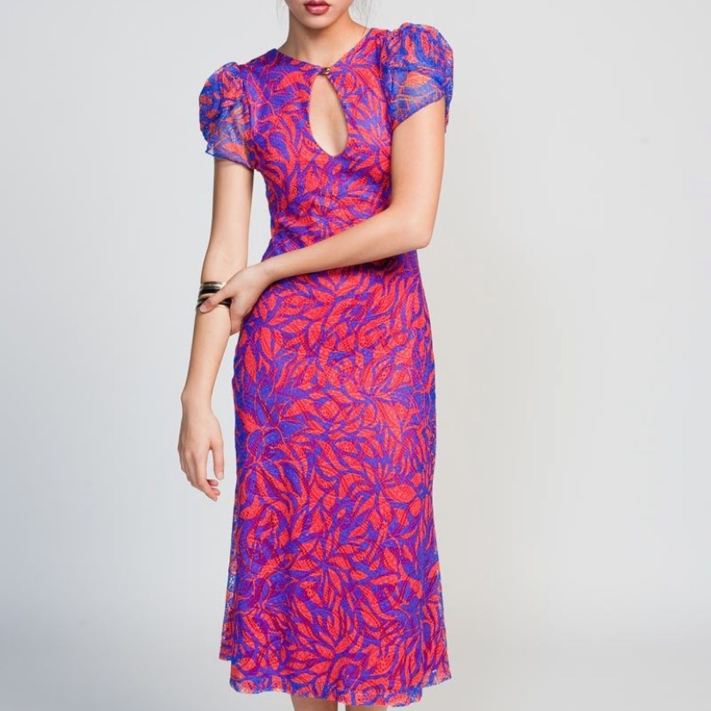 Made in LA voyage Charleston dress red blue xs